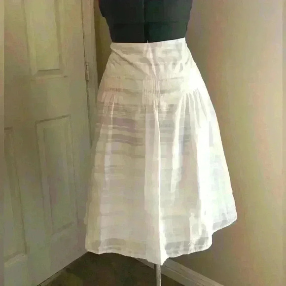 VTG MERVYN' S HILLARD & HANSEN WHITE STRIPED LINED A-LINE SKIRT SIZE 4 - Picture 2 of 8